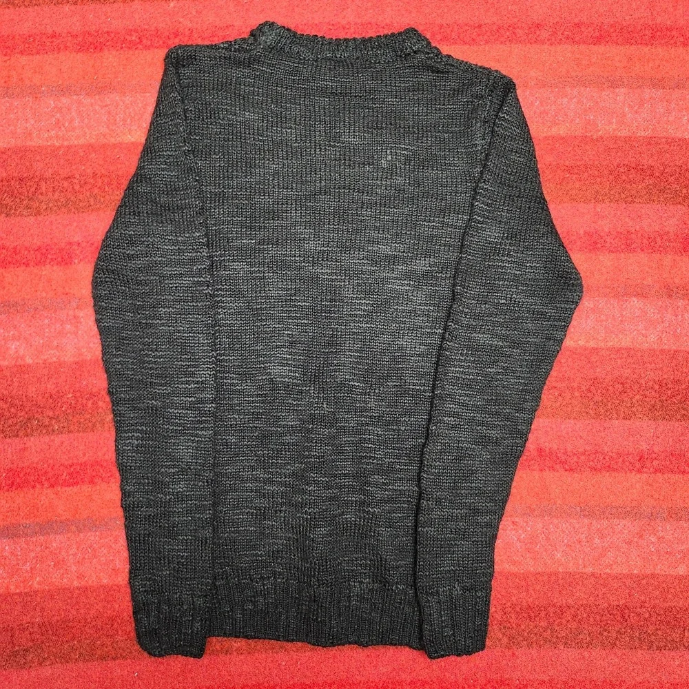 Black Cable Knit Sweater Mens S Dark Academia Chunky Knit Diamond Texture Ken D